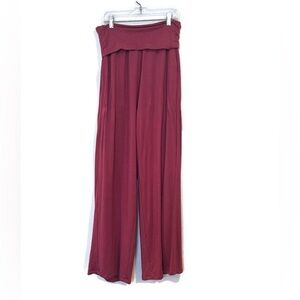 Quince Wide-Leg Fold-Over French Terry Waist Modal Rose Pants Medium